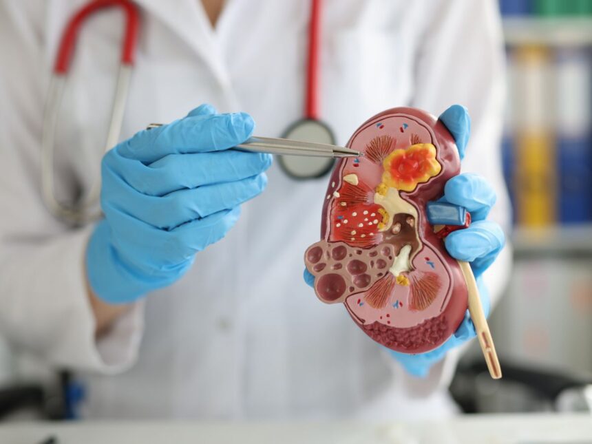 Kidney transplant surgery being performed by a skilled medical team